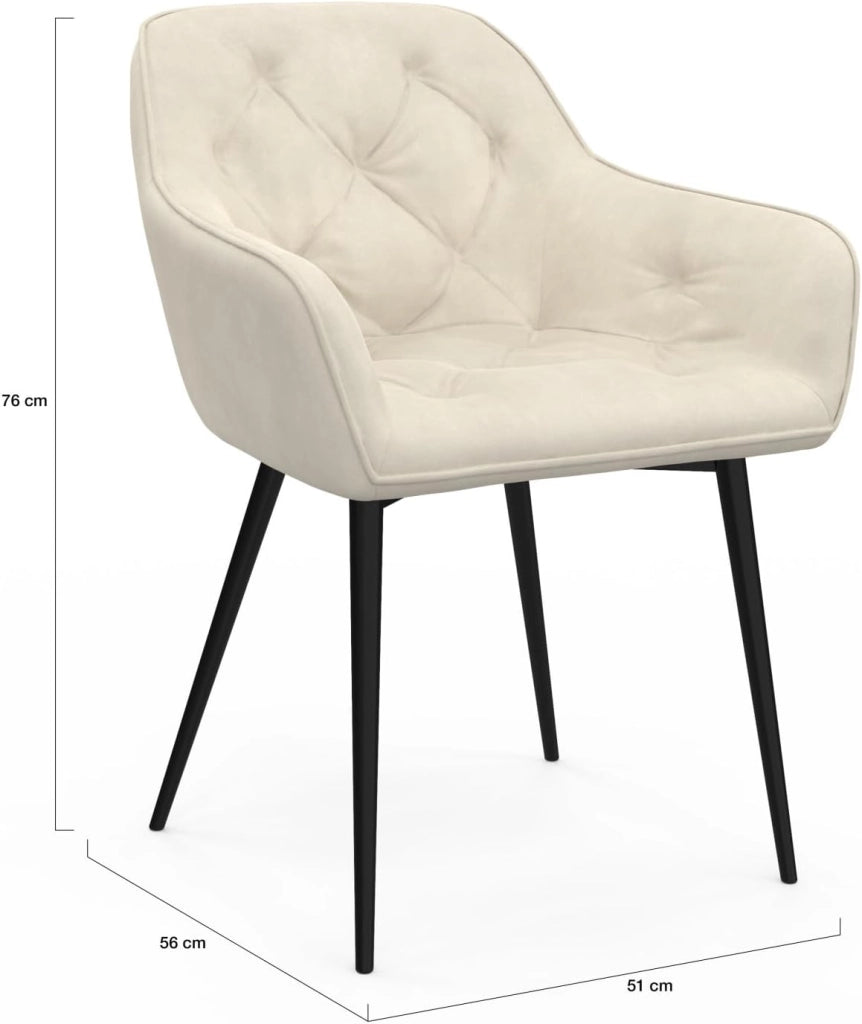 Set di 2 sedie da pranzo e poltrone da tavolo in velluto beige LYA