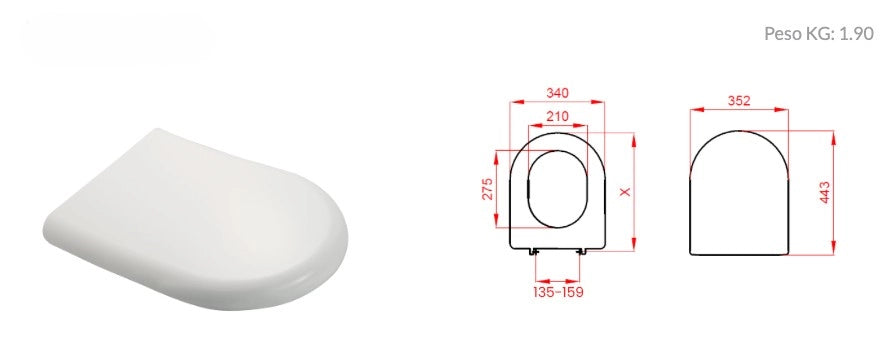 Copriwater Dolomite bianco in termoindurente compatibile serie CLODIA