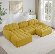 Divano modulare ad angolo senza struttura 288x165x79 cm in fleece granulare giallo