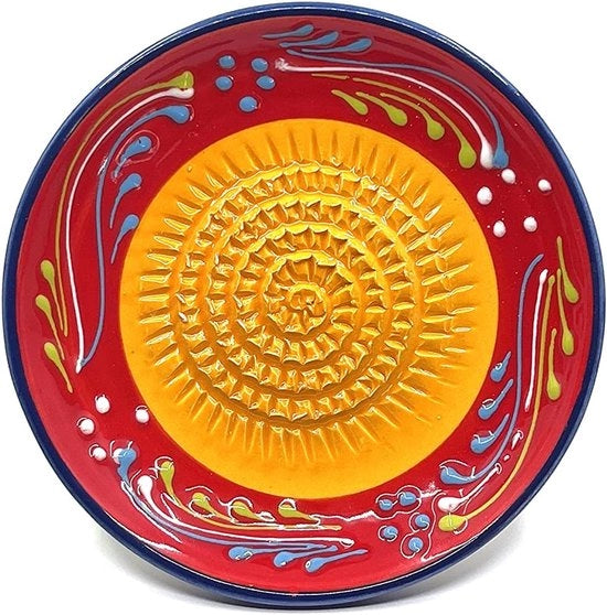 Raspia ceramica - ideale per zenzero e formaggio - manufatto artigianale - rosso/arancione - 12 cm