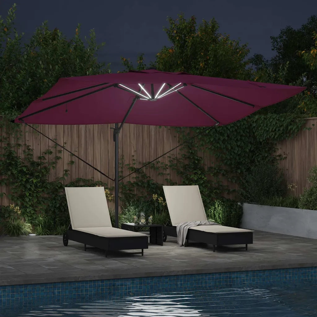 Ombrellone con blocco Rosso Bordeaux-Ombrello da giardino 352 x 251 x 265 cm