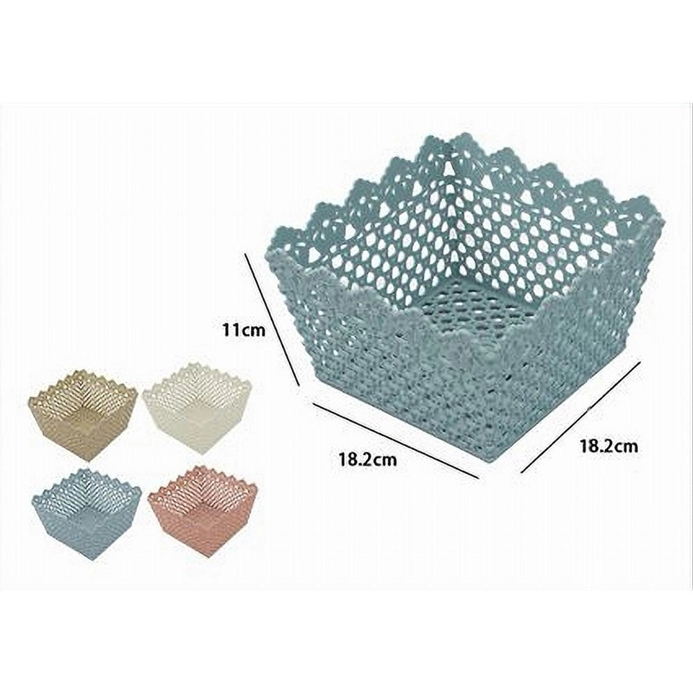 Trade Shop - Cestino Portatutto Oggetti Cesto Multiuso Plastica Quadrato 18.2x18.2x11cm 79474 -