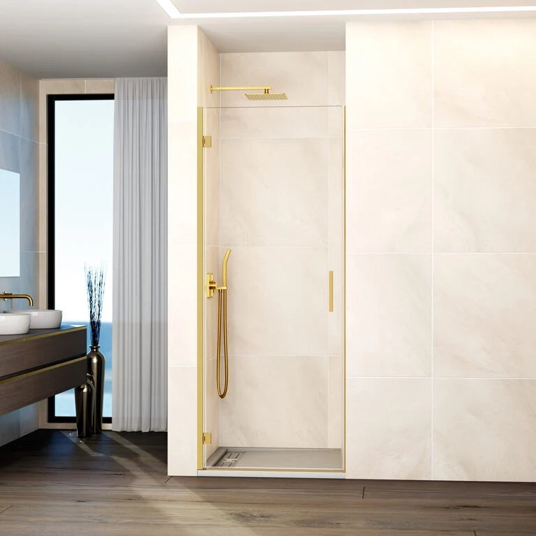 Box doccia frontale GLASS 1 porta battente 75 cm (73,2-75,2) oro trasparente