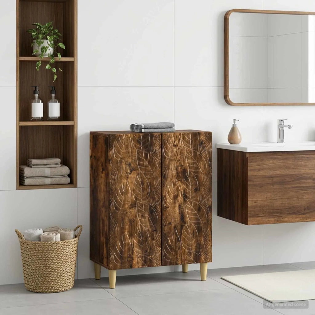 Mobiletto da Bagno DELFT Rovere Fumo 59,5 x 31 x 80 cm 897060