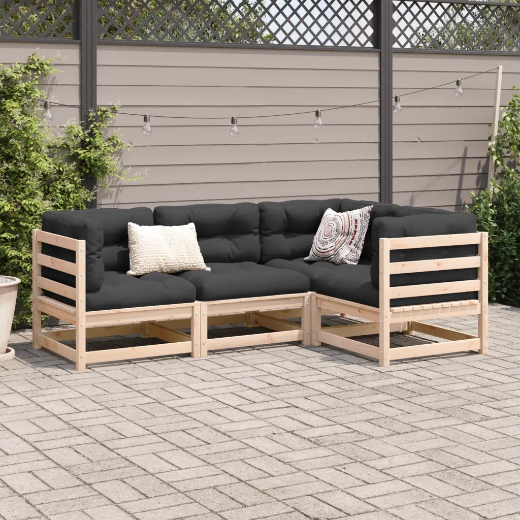 Set Divano da Giardino 4 pz con Cuscini Legno Massello di Pino 3299412