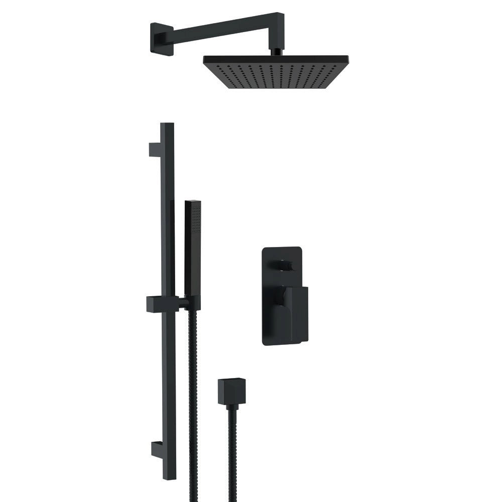 Set doccia quadro completo a incasso con saliscendi nero opaco - serie Absolute