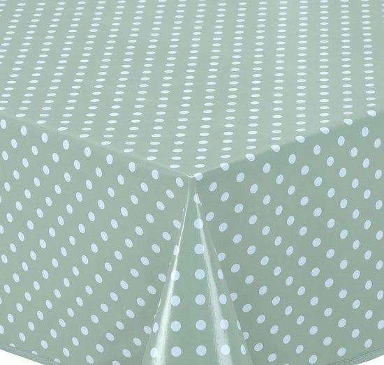 Tovagliolo da tavolo in tessuto lavabile rettangolare 140 x 200 cm con puntini salmone.