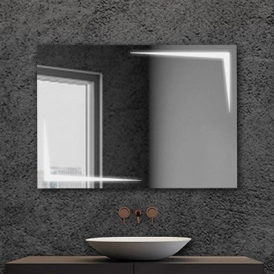 Specchio bagno 80x60 cm reversibile con LED naturale agli angoli