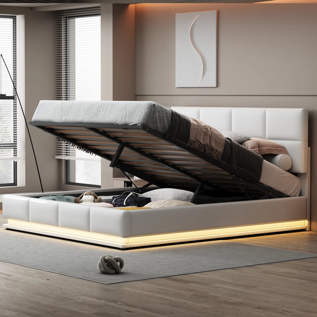 letto imbottito ecopelle bianco 180 x 200 cm