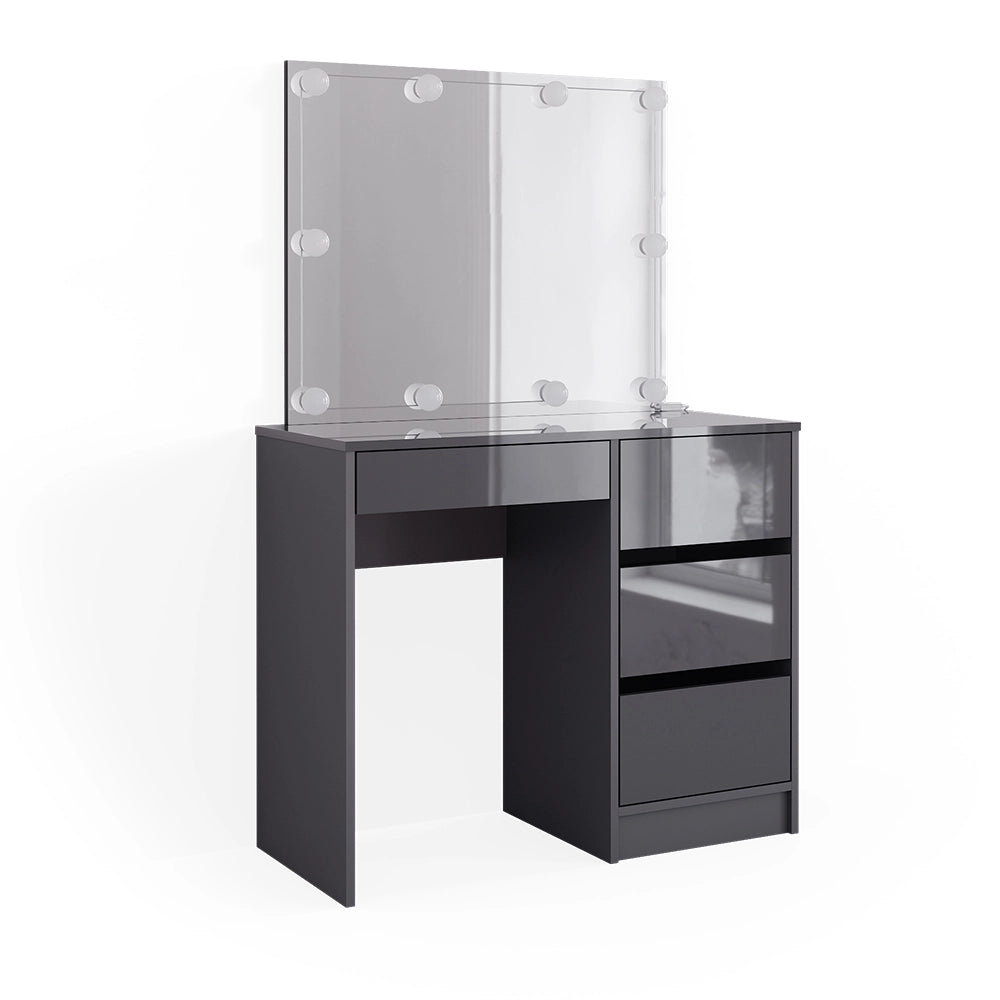 Vicco Tavolo da toeletta Antracite 90 cm con specchio e illuminazione a LED