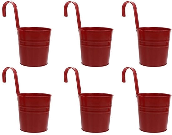 Pannelli per piante pendenti in metallo rosso, 6 pezzi, contenitore per piante da esterno, decorazione per giardino, appendi piante con chiodo staccabile