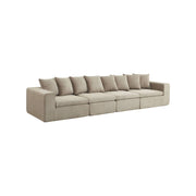 Divano modulare in tessuto ciniglia, 4 posti, beige scuro