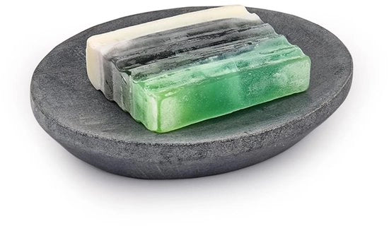 Accessori per la doccia - Dispensatore di sapone - Dimensioni 12,7 cm x 10,16 cm - Aspetto rustico - Ideale come regalo unico - Fatto a mano - In pietra grigia