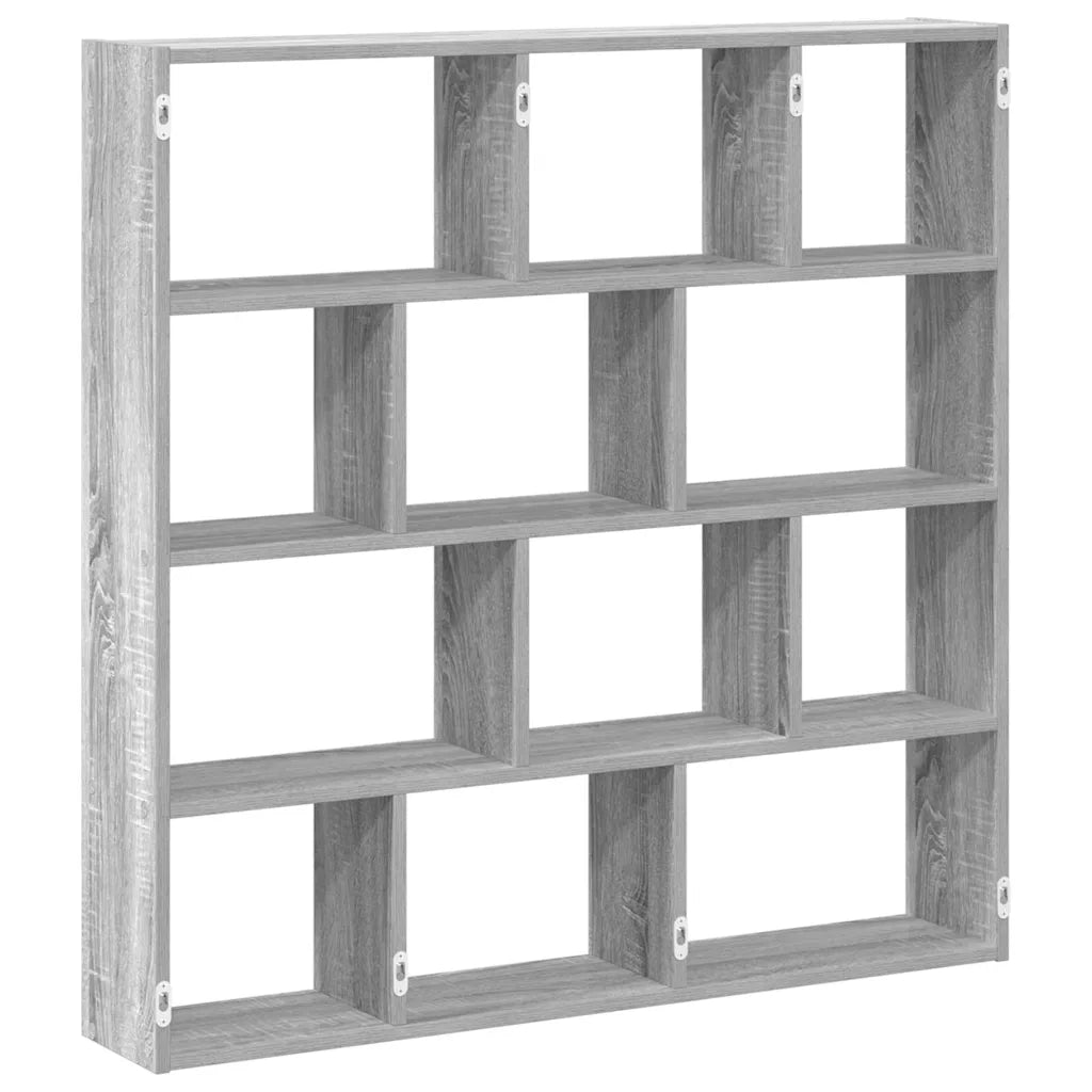 Mensola a Cubo da Muro 12 Scomparti in Truciolato Sonoma Grigio 860009