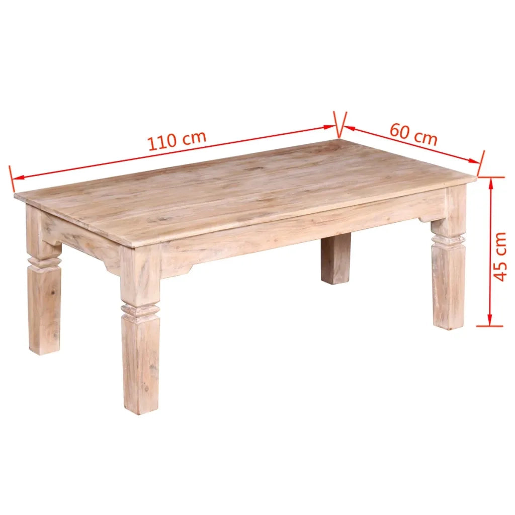 Tavolino da Salotto in Legno Massello di Acacia 110x60x45 cm