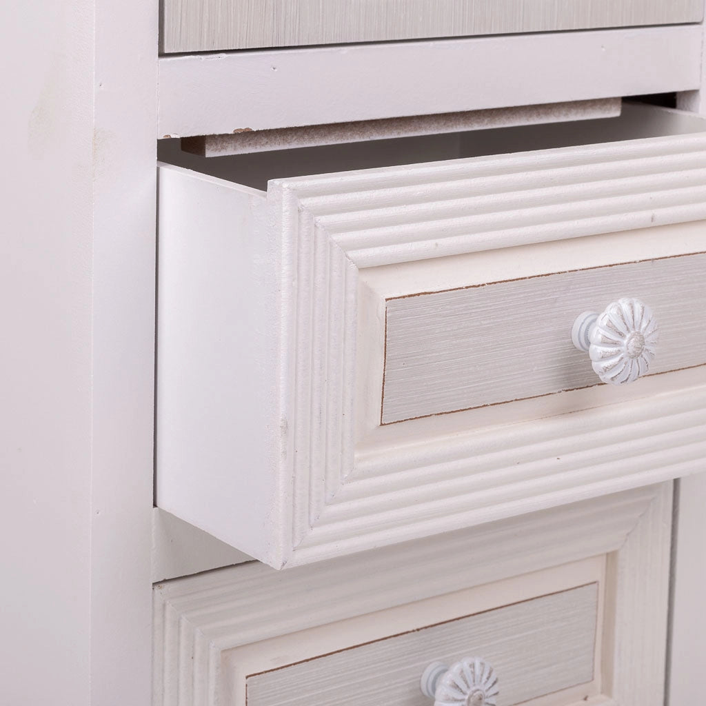 Vetrina in legno con 2 cassetti e 1 anta bianca 32x26x80