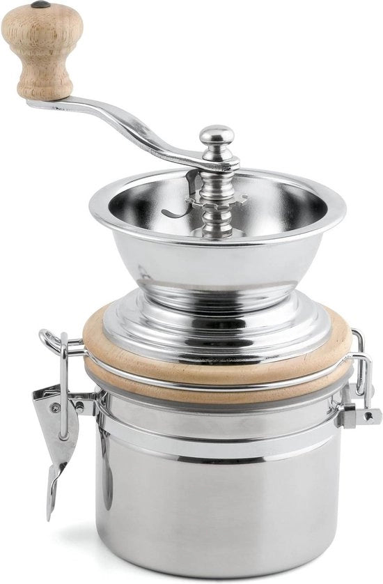 Molinello in Acciaio Inossidabile per Caffè - Lavorazione a Mano - 9 x 9 x 17 cm