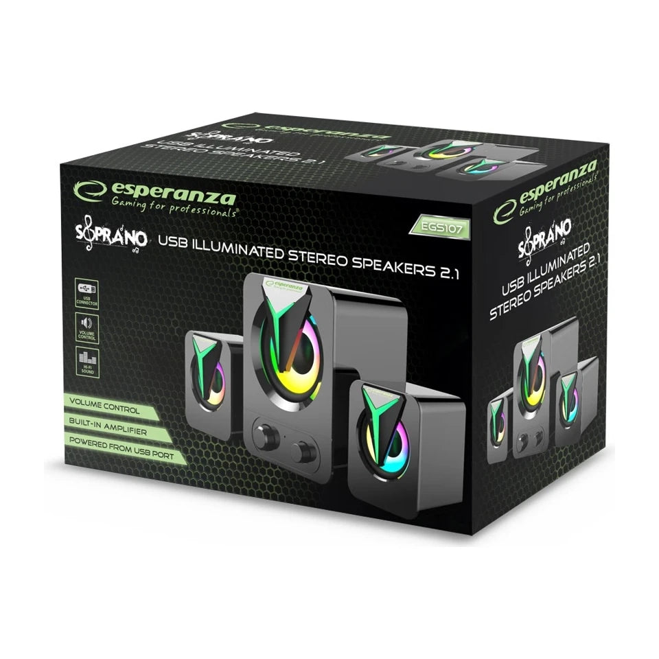Altoparlanti Esperanza EGS107 2.1 USB LED 5 W Nero
