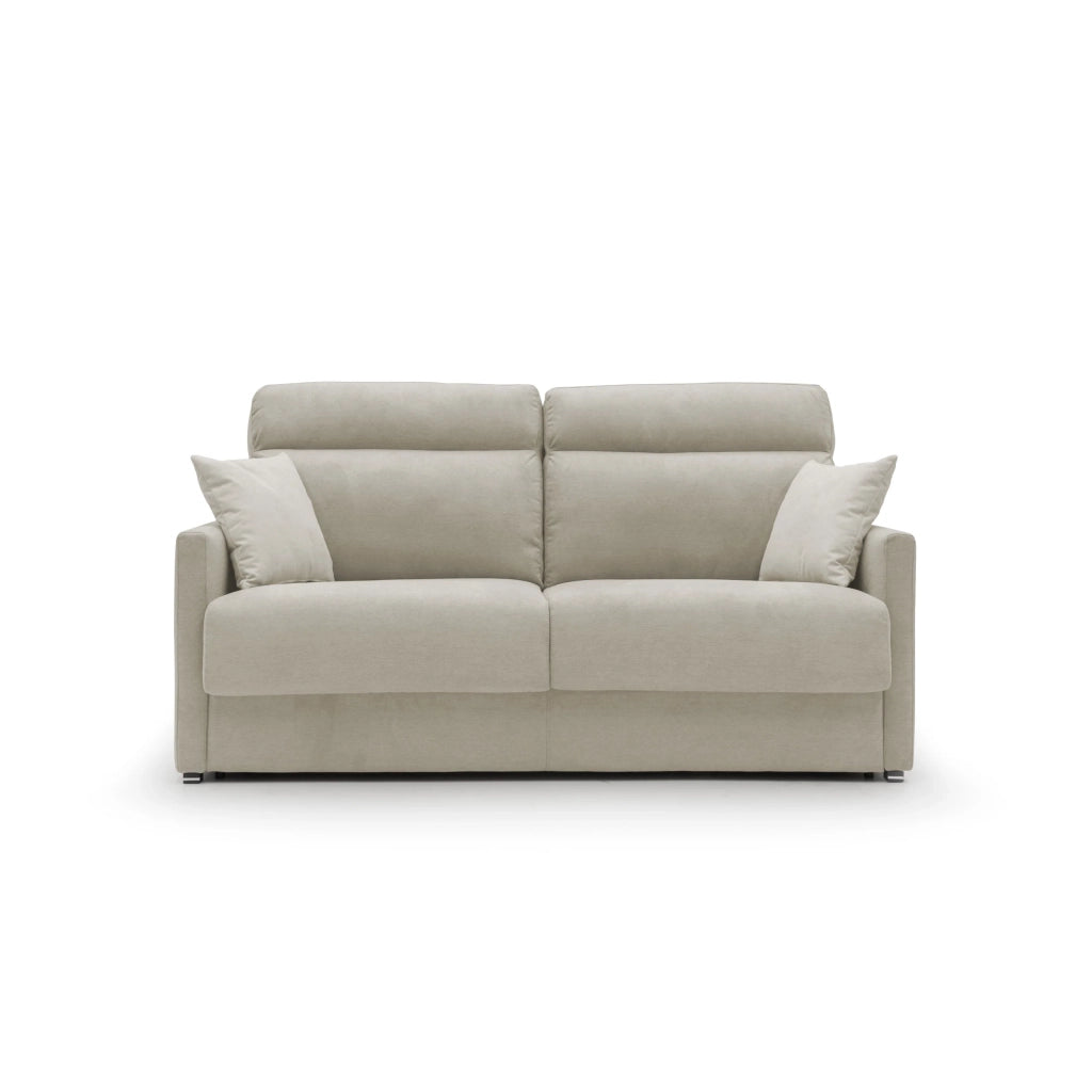 Margot Divano letto matrimoniale con schienale morbido alto in tessuto T02 196 cm (mat. 160x197) panna