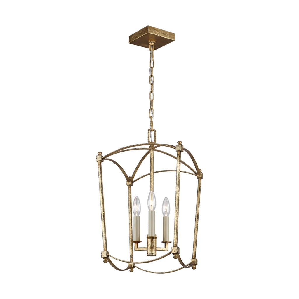 Lampadario Industrial Nordico Thayer Acciaio Doratura Anticata 3 Luci E14