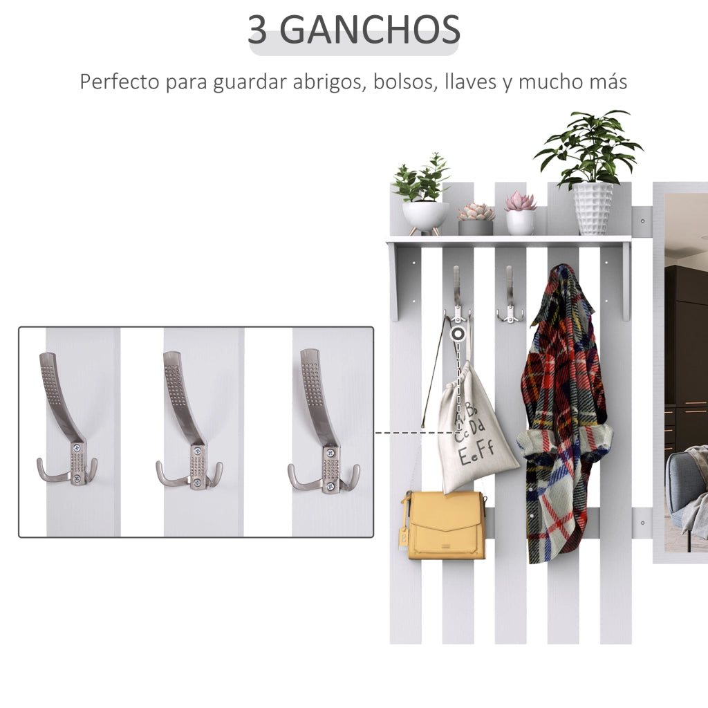 Mobile da Ingresso con Specchio e Appendiabiti ¨C Xylo ¨C Bianco con 3 Ganci 2 Cassetti