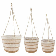 Cesti per piante in erba marina 3 pcs Naturale, Bianco e Beige 42012253