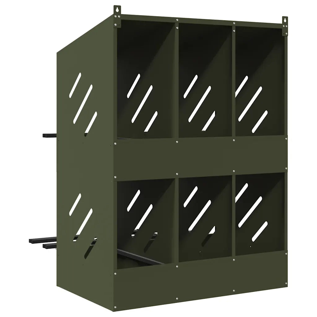Nido per Polli con 6 Scomparti in Metallo Verde Oliva CFW6272179
