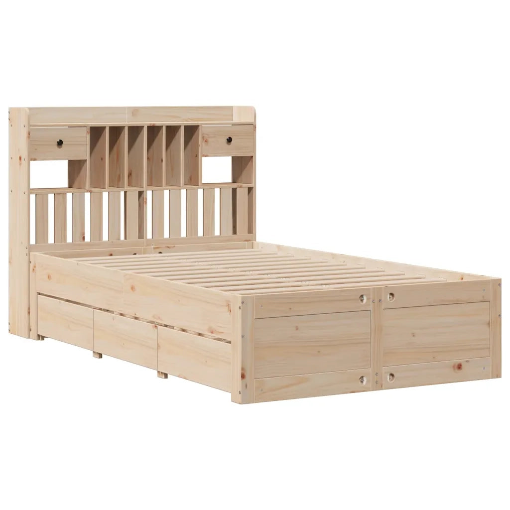 Letto Libreria senza Materasso 135x190 cm in Legno di Pino