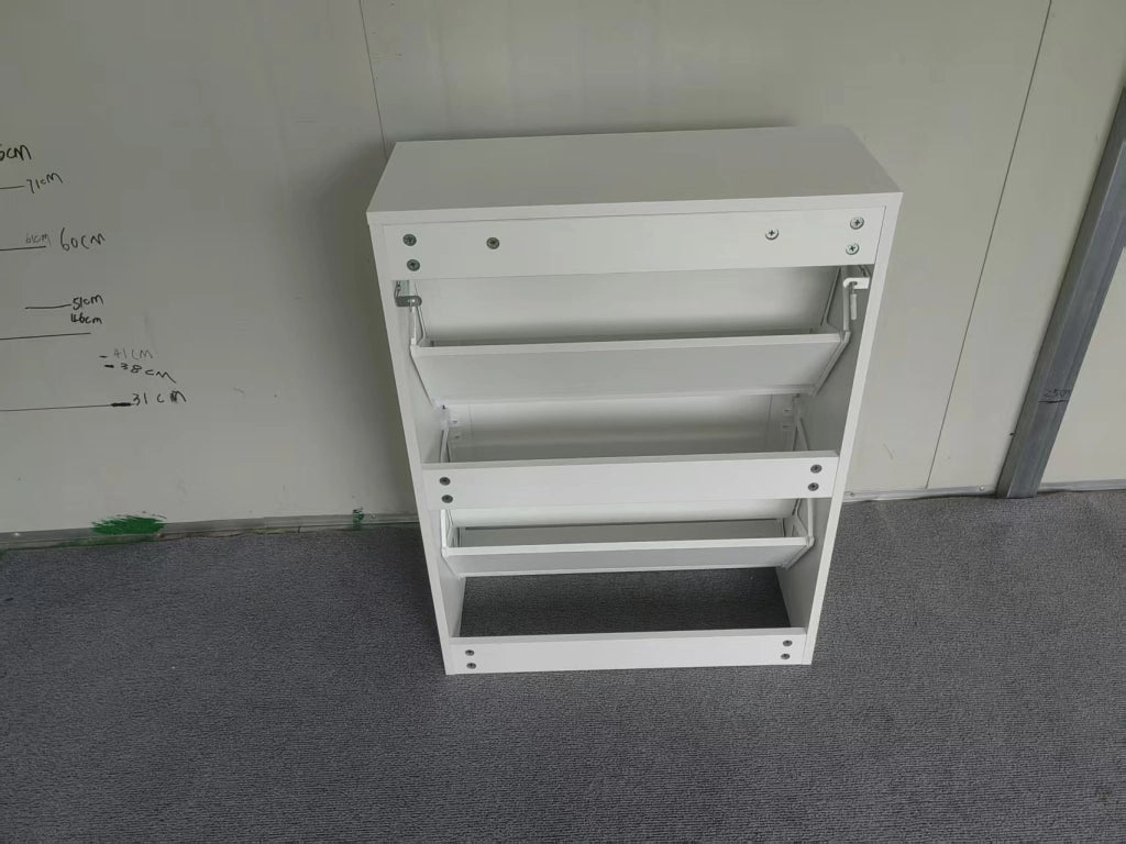 Scarpiera con 2 ante a ribalta e vani contenitore, design moderno per ingresso e corridoio, bianco, 92.5 × 42.0 × 17.8 cm