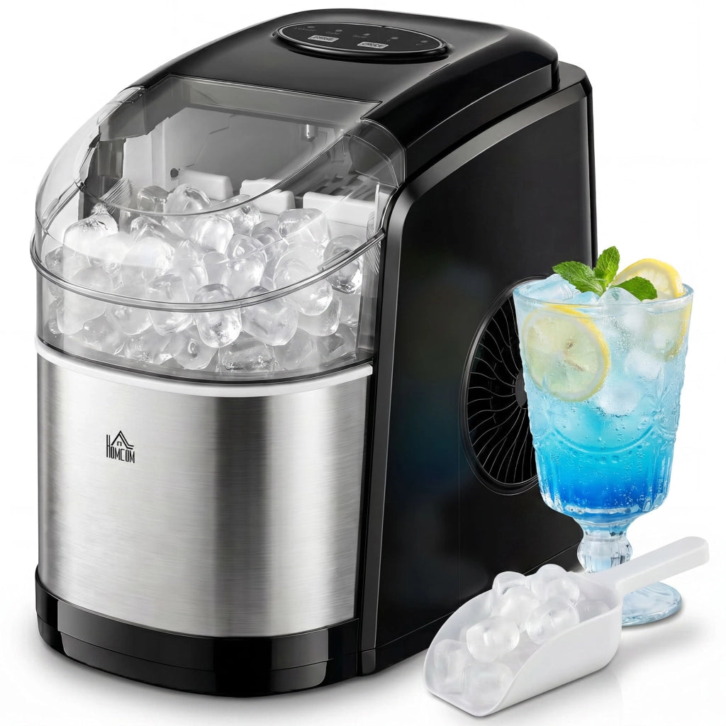 Macchina del Ghiaccio ¨C Zephmum ¨C Nera, PP e Acciaio Inox, 24.2x35.3x33 cm