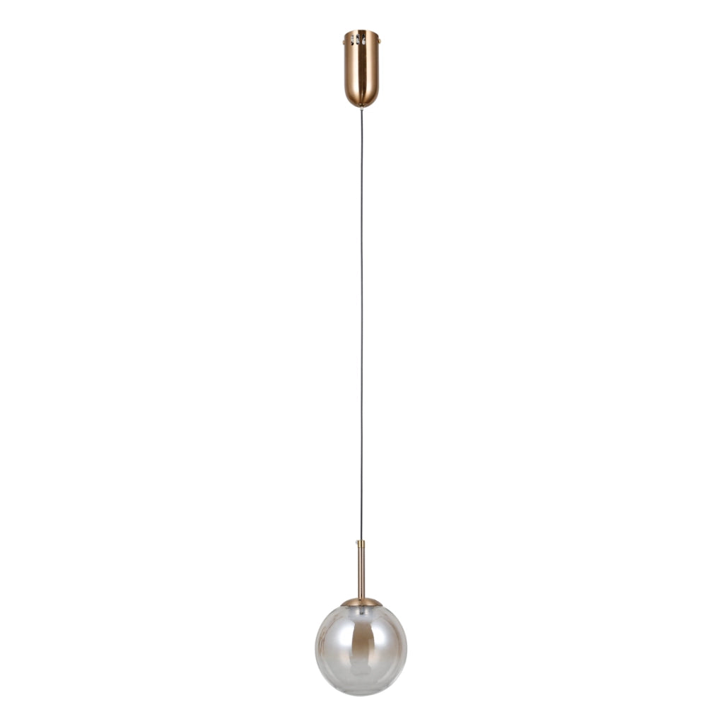 Lampada sospesa moderna oro vetro ambra sfera LED 5W Italux