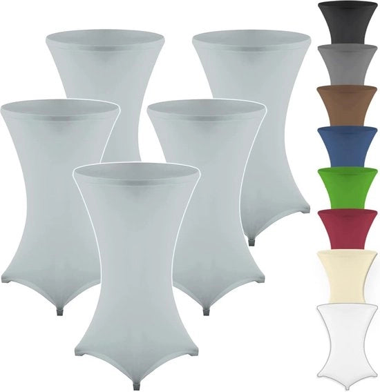Set di 5 tavole estensibili per tavolo da pranzo con certificato Öko-Tex, rinforzo nel piede, Ø60-65cm, Ø70-75cm, Ø80-85cm (grigio, Ø80-85cm)