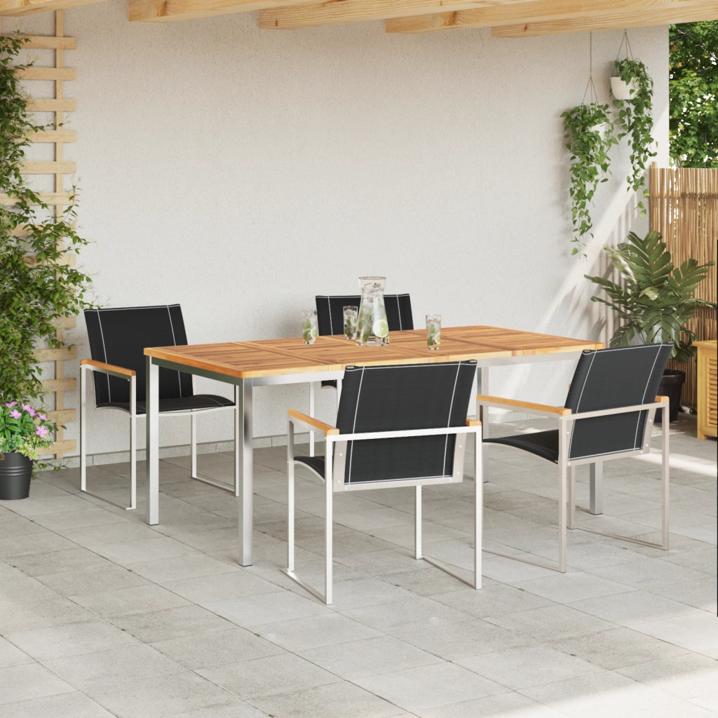 Set da Pranzo da Giardino  da 5 Pezzi in Legno Massiccio di Acacia