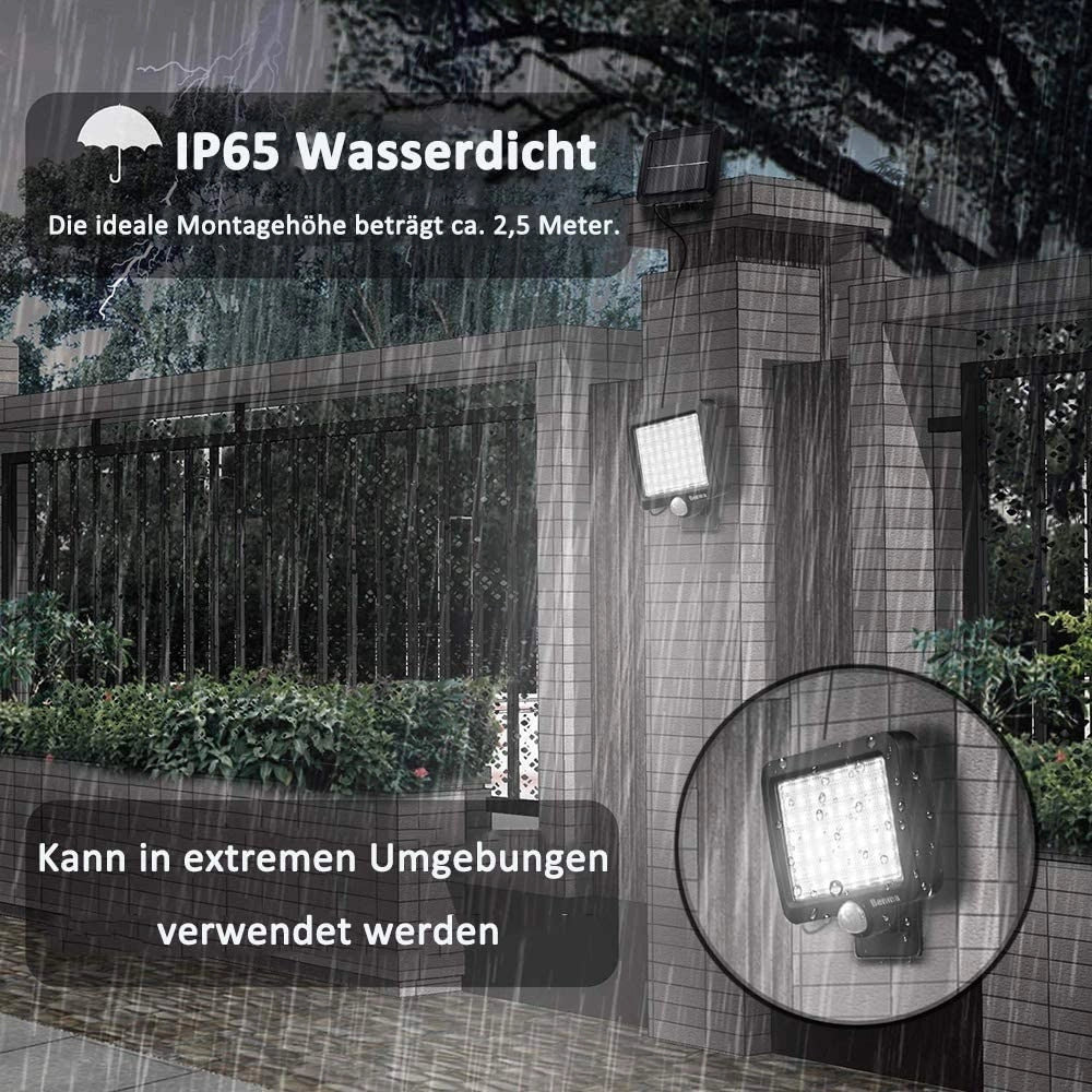 Trade Shop - Faretto Led Da Esterno Con Pannello Solare Sensore Di Movimento Crepuscolare -