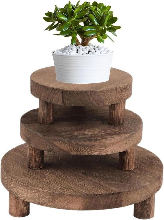 Set di 3 misure di vasi in legno per piante, presentazione e sostegno per piante per interni, cucina, terrazzo