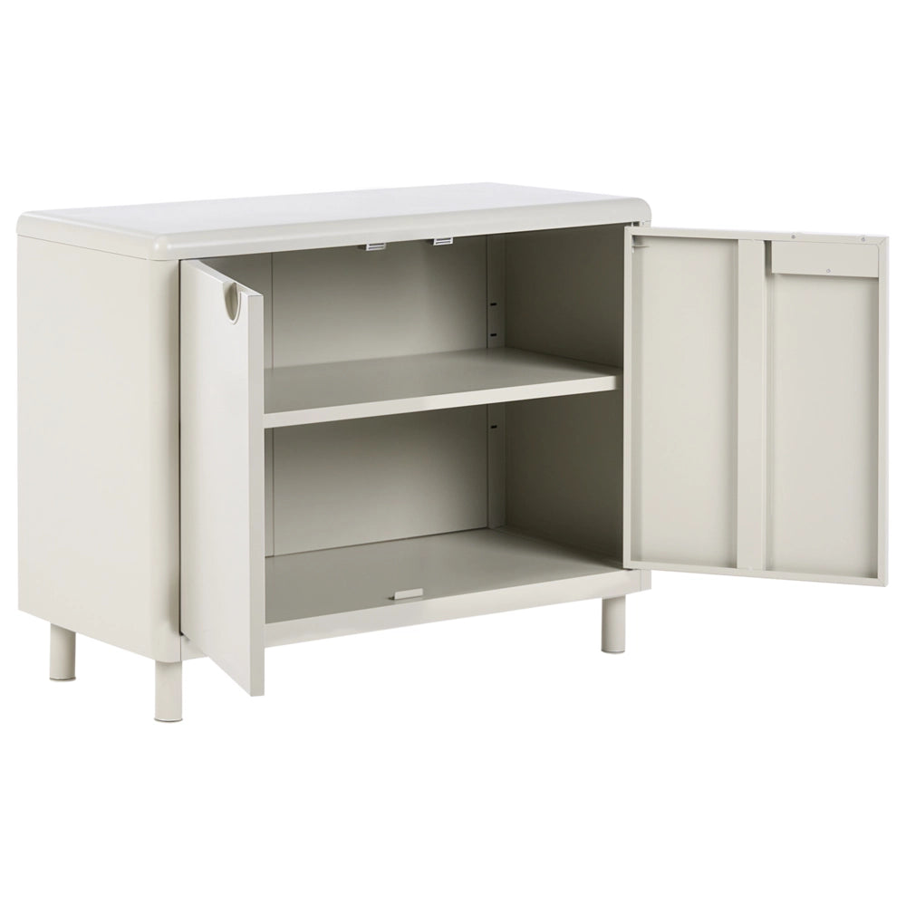 Mobile contenitore in acciaio beige con 2 ripiani e 2 ante stile moderno per l'ufficio domestico