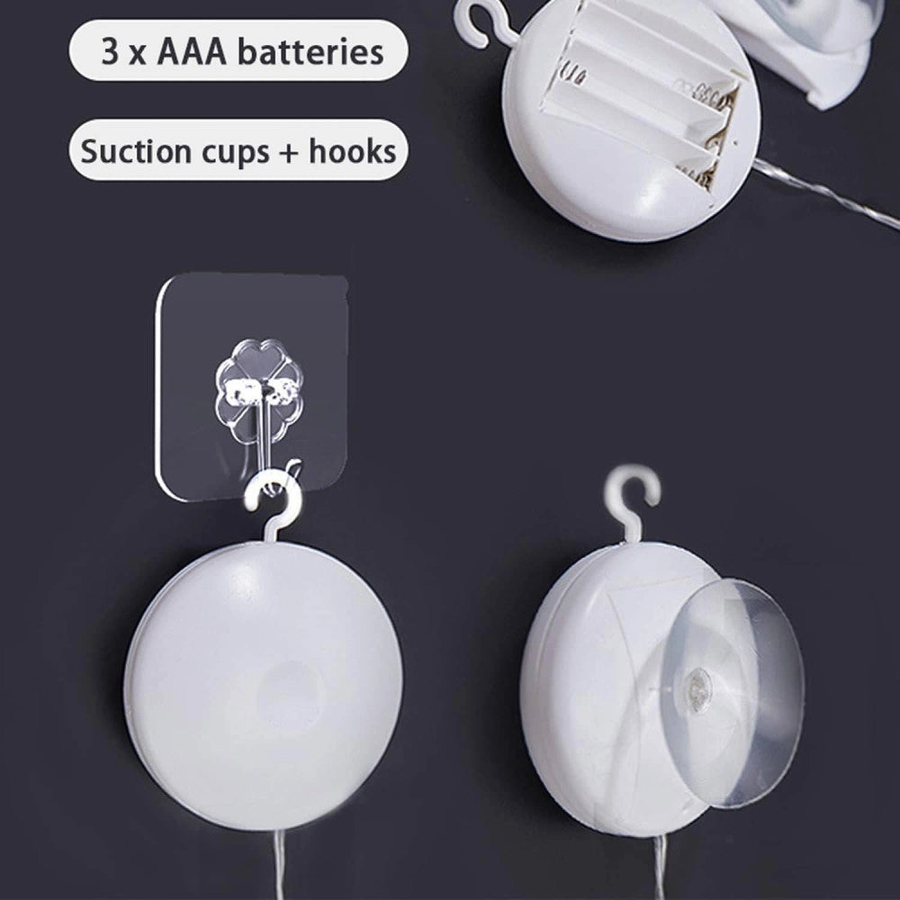 Trade Shop - Luci Di Natale A Batteria Con Ventosa Tenda Luminosa X Vetro Finestra Multicolor -