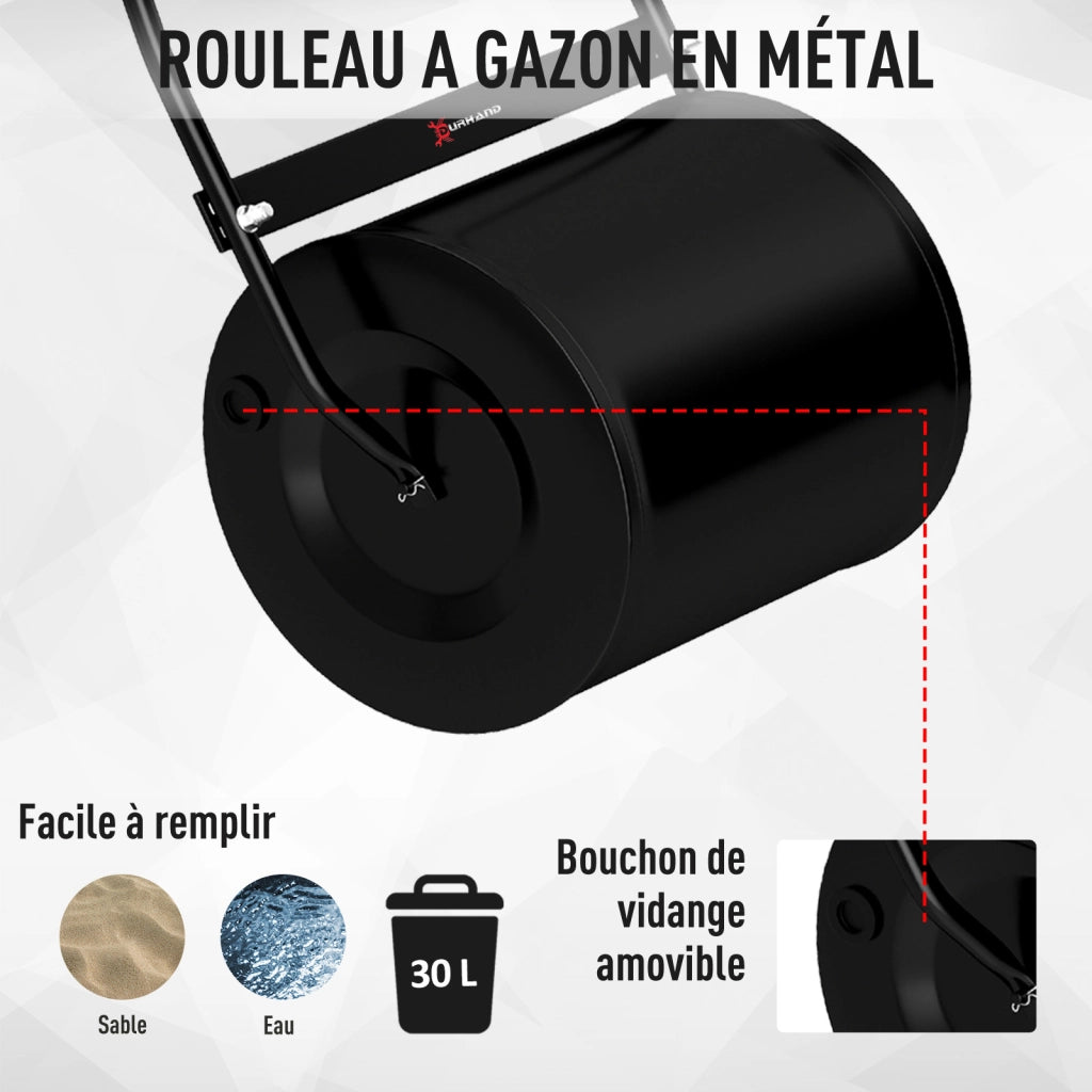 Rullo per Prato in Acciaio ¨C zephmum ¨C Nero 47x32x105 cm