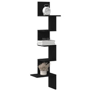 Scaffale Angolare Muro Nero 32x32x127,5 cm Legno Multistrato 860518