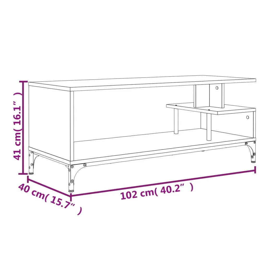 Mobile TV Rovere Marrone 102x40x41cm Legno e Acciaio a Polvere 842415