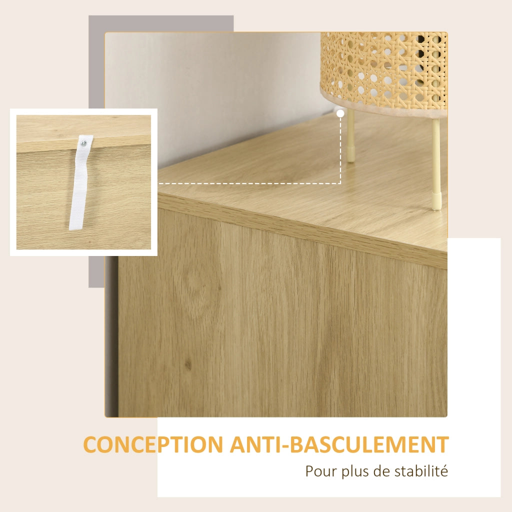 Cassettiera design in rattan con 4 cassetti ¨C zephmum ¨C legno naturale 60x40x80 cm