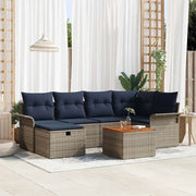 Set Divano da Giardino con cuscino 7 pcs Grigio Poly Rattan