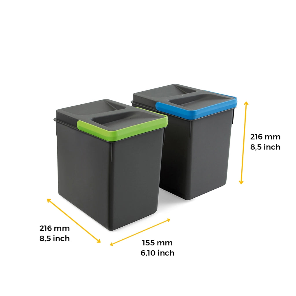 Emuca Contenitori per cassetti da cucina Recycle, Altezza 216, 2x6, Plastica grigio antracite, Tecnoplastica, 1 u.