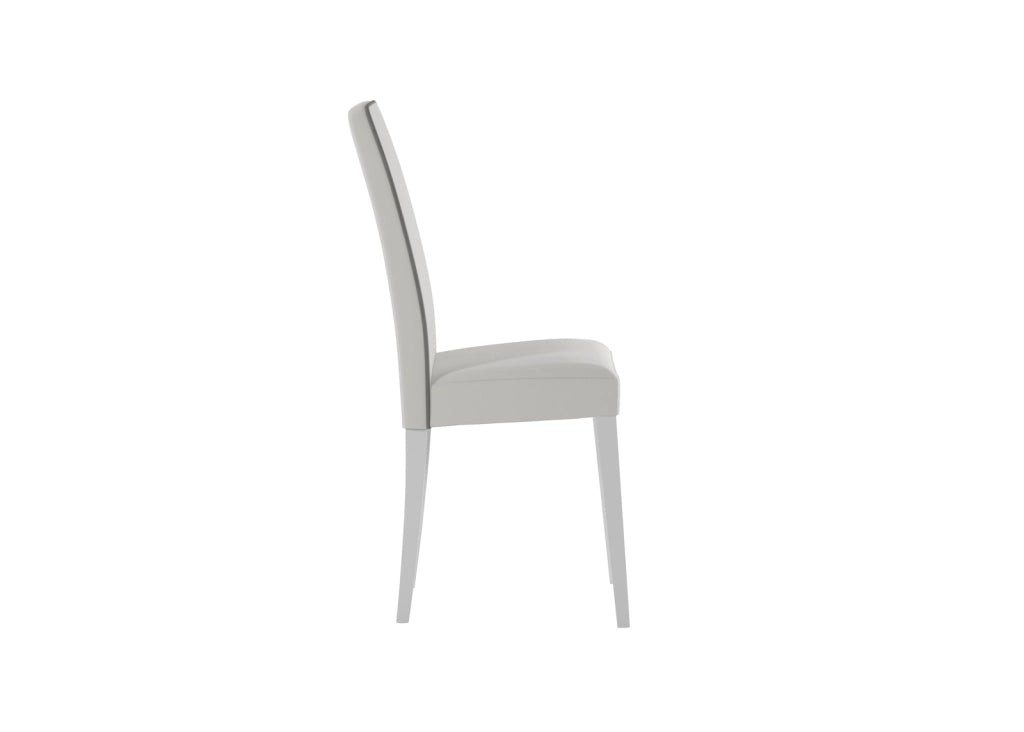 Sedia Anita in Similpelle Bianca e Grigia con Gambe in Legno di Faggio Laccato, Seduta Confortevole e Design - Ombrellificio
