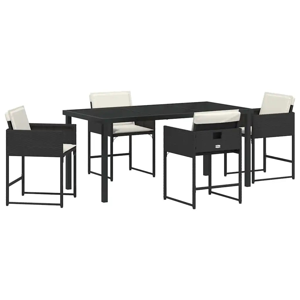 Set da Pranzo per Giardino 5 pcs Nero polyrattan 3380715