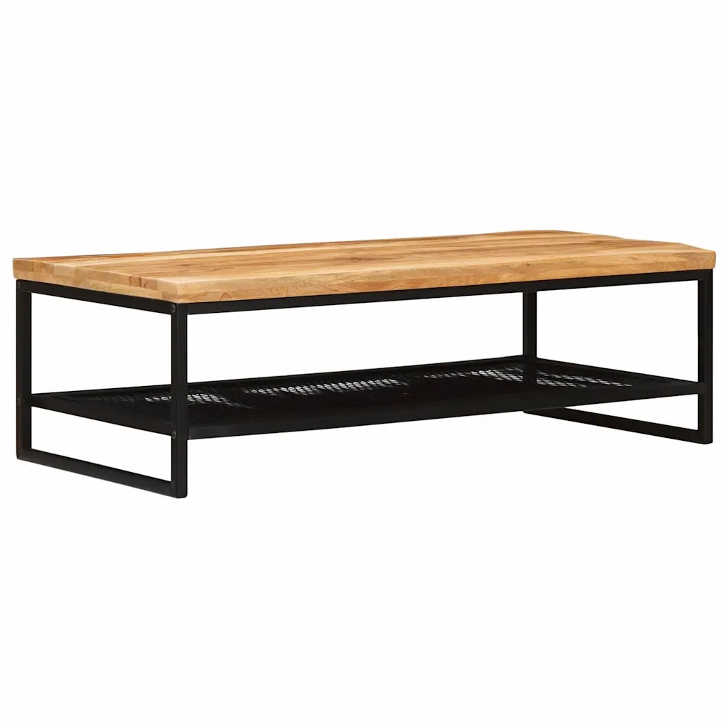 Tavolino da salotto Marrone e Nero Legno di mango massello