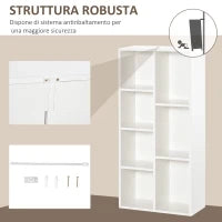 Libreria Moderna a Cubi con 7 Ripiani, in Legno Truciolato, 50x24x106 cm, Bianca