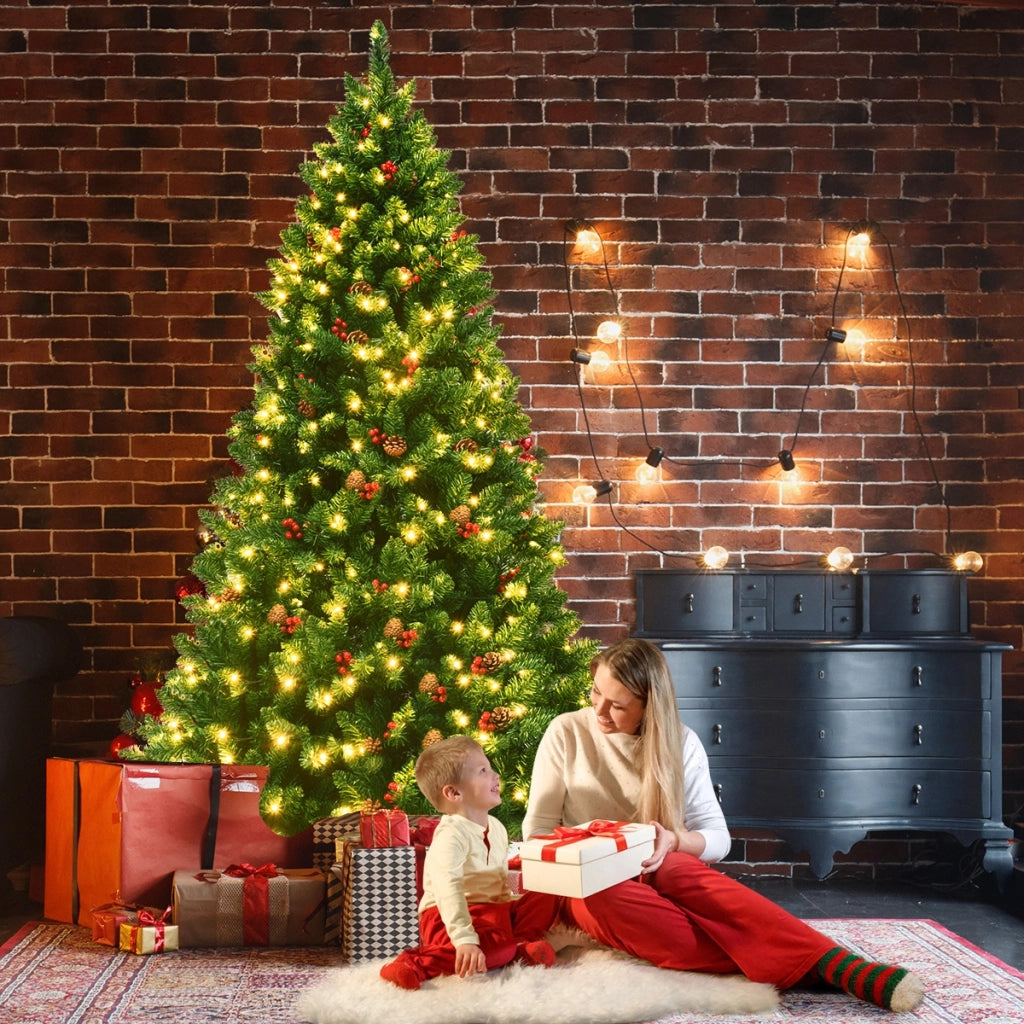 Albero di Natale 200 cm 1100 rami, Abete artificiale con base resistente di metallo