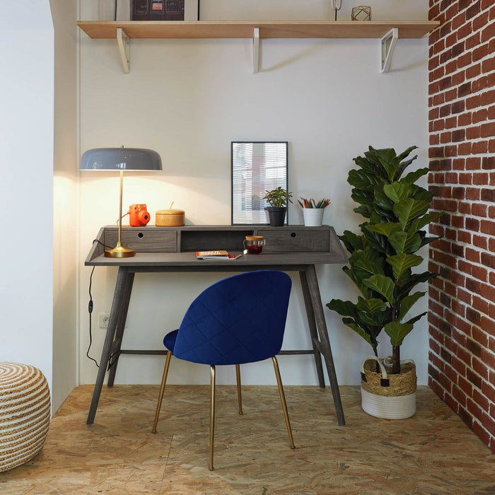 Set 4 Sedie Imbottite 49x52x79 cm in Velluto Blu e Oro