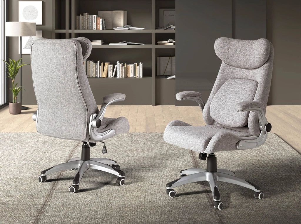 Sedia girevole da ufficio in tessuto grigio